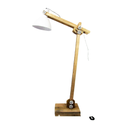 Lampa podłogowa z drewna mango Industrialna klosz biały